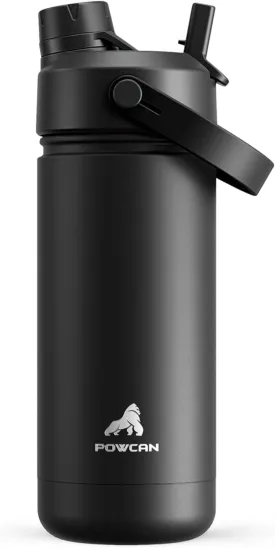 18 oz Insulated Water Bottle with 2-in-1 Straw and Spout Lid, Keep Cold 24H, Leak-Proof, Fits in Car Cup Holder, Stainless Steel Water Bottle for Sports, Travel, and School (Dark Knight)