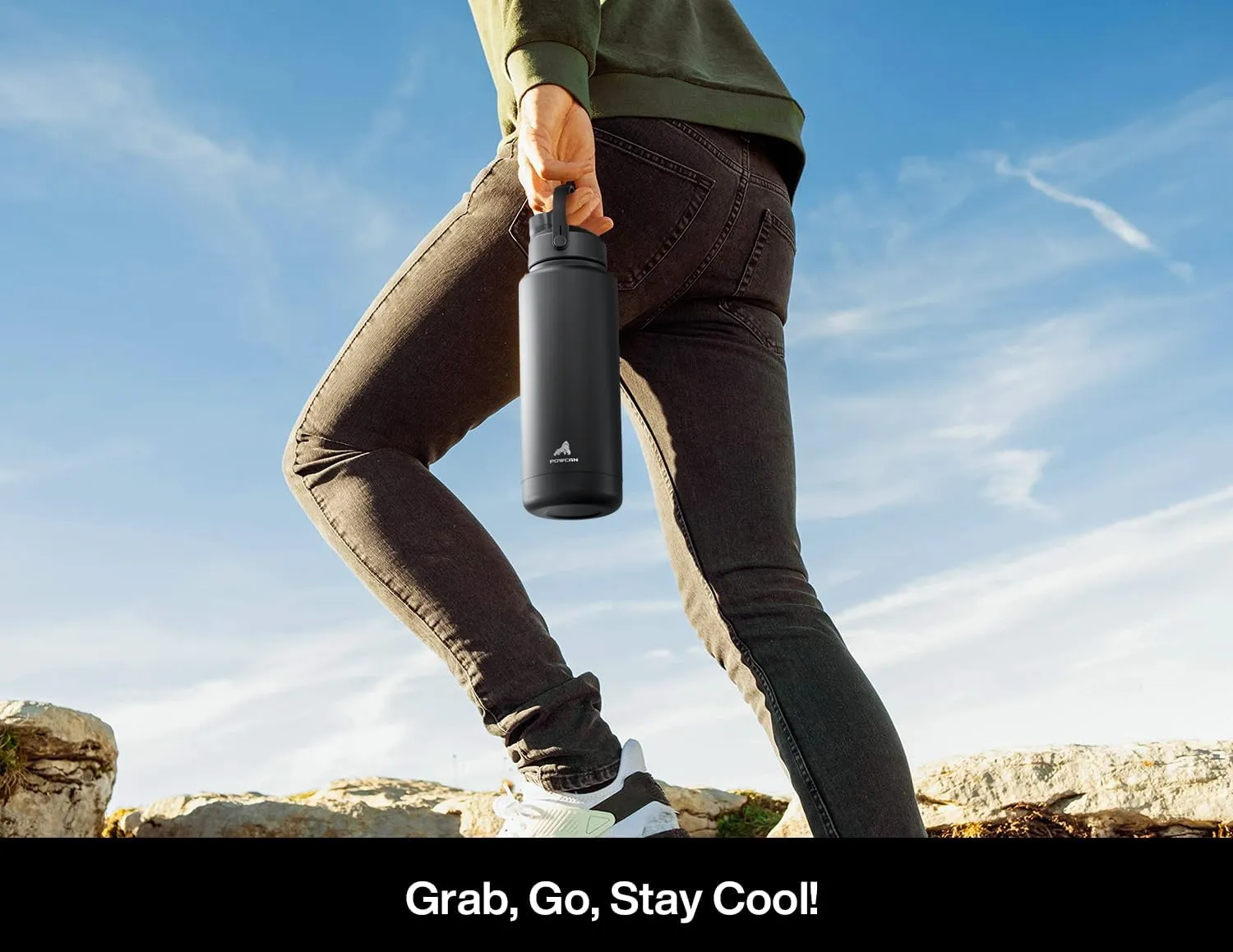 18 oz Insulated Water Bottle with 2-in-1 Straw and Spout Lid, Keep Cold 24H, Leak-Proof, Fits in Car Cup Holder, Stainless Steel Water Bottle for Sports, Travel, and School (Dark Knight)