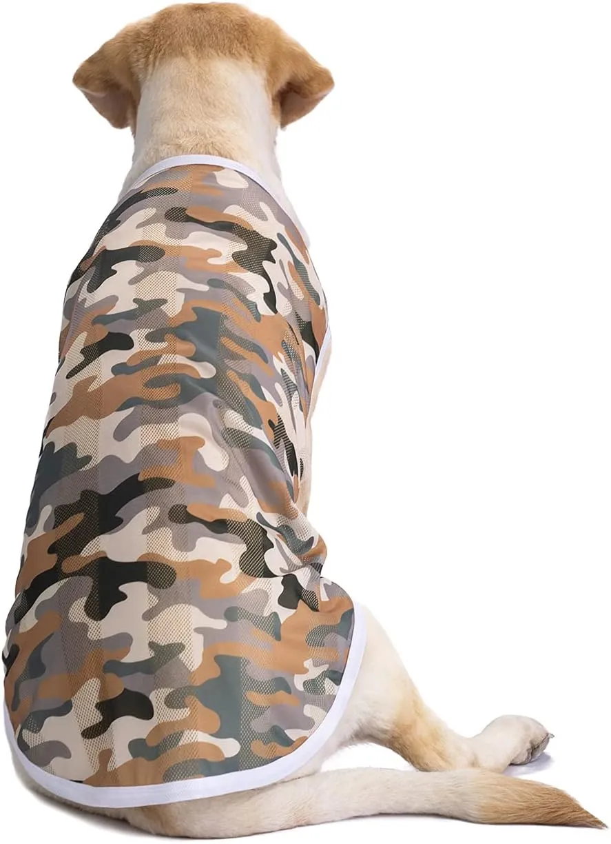 2 Pack Camo Dog Tshirts for Medium Large Dogs, Quick Dry Dog Cooling Vest Shirt T-Shirts Girl Boy,Breathable Stretchy Tank Top Sleeveless Vest Tee Shirt Pet Clothes Apparel