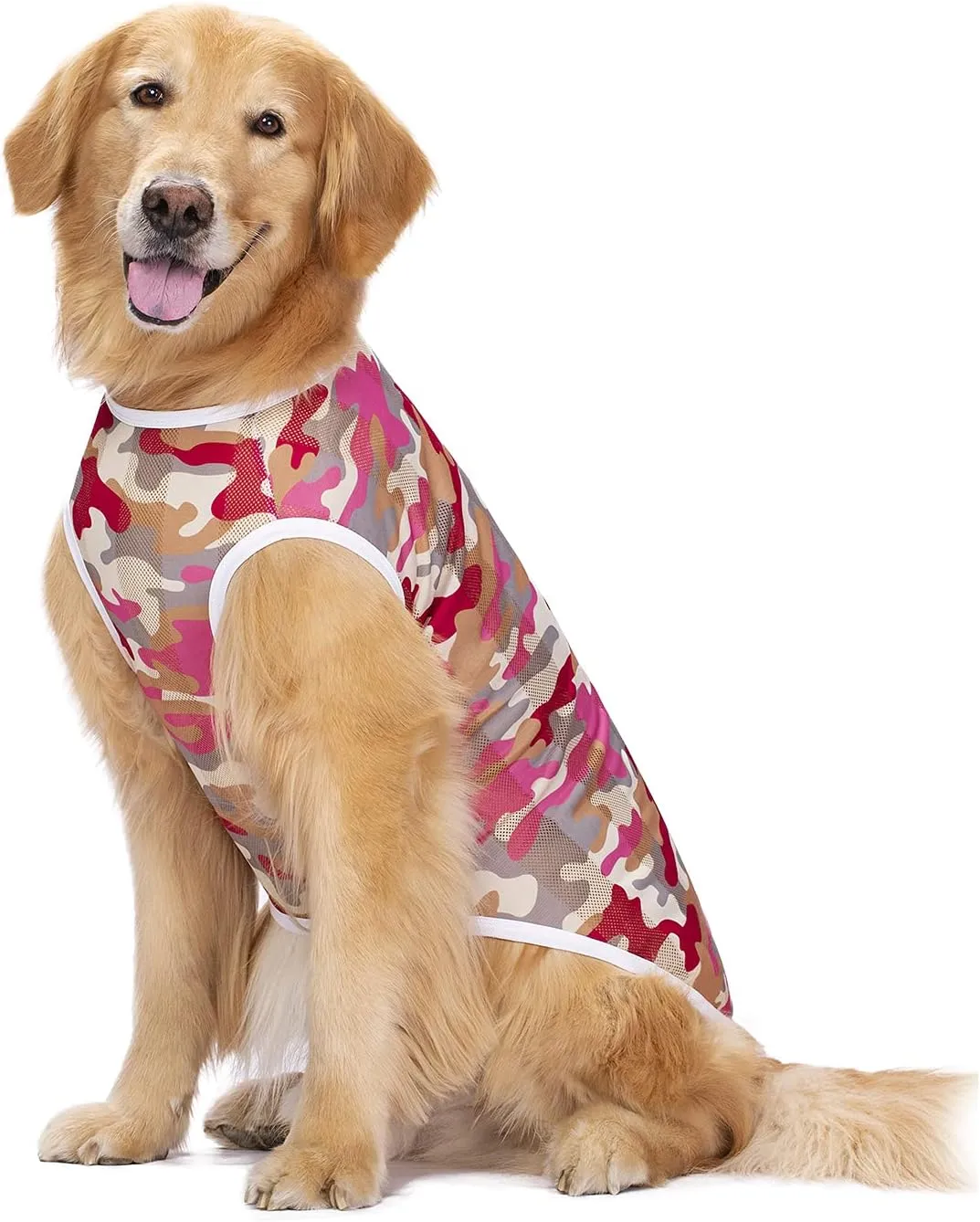 2 Pack Camo Dog Tshirts for Medium Large Dogs, Quick Dry Dog Cooling Vest Shirt T-Shirts Girl Boy,Breathable Stretchy Tank Top Sleeveless Vest Tee Shirt Pet Clothes Apparel