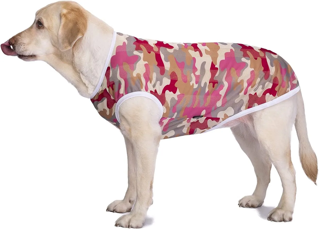 2 Pack Camo Dog Tshirts for Medium Large Dogs, Quick Dry Dog Cooling Vest Shirt T-Shirts Girl Boy,Breathable Stretchy Tank Top Sleeveless Vest Tee Shirt Pet Clothes Apparel
