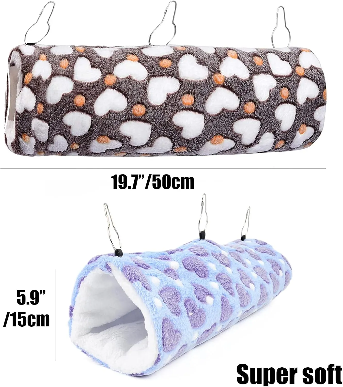 2 Pieces Small Animals Pet Cage Hammock Hanging Tunnel, Guinea Hammock Bed Accessories for Ferret Rat Chincilla