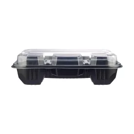 200 Pieces Black Base Rectangular 4-Compartment Container Lids Only