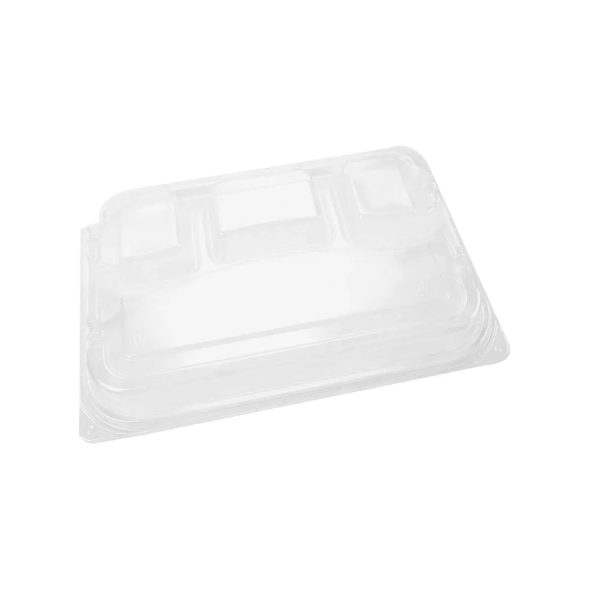 200 Pieces Black Base Rectangular 4-Compartment Container Lids Only