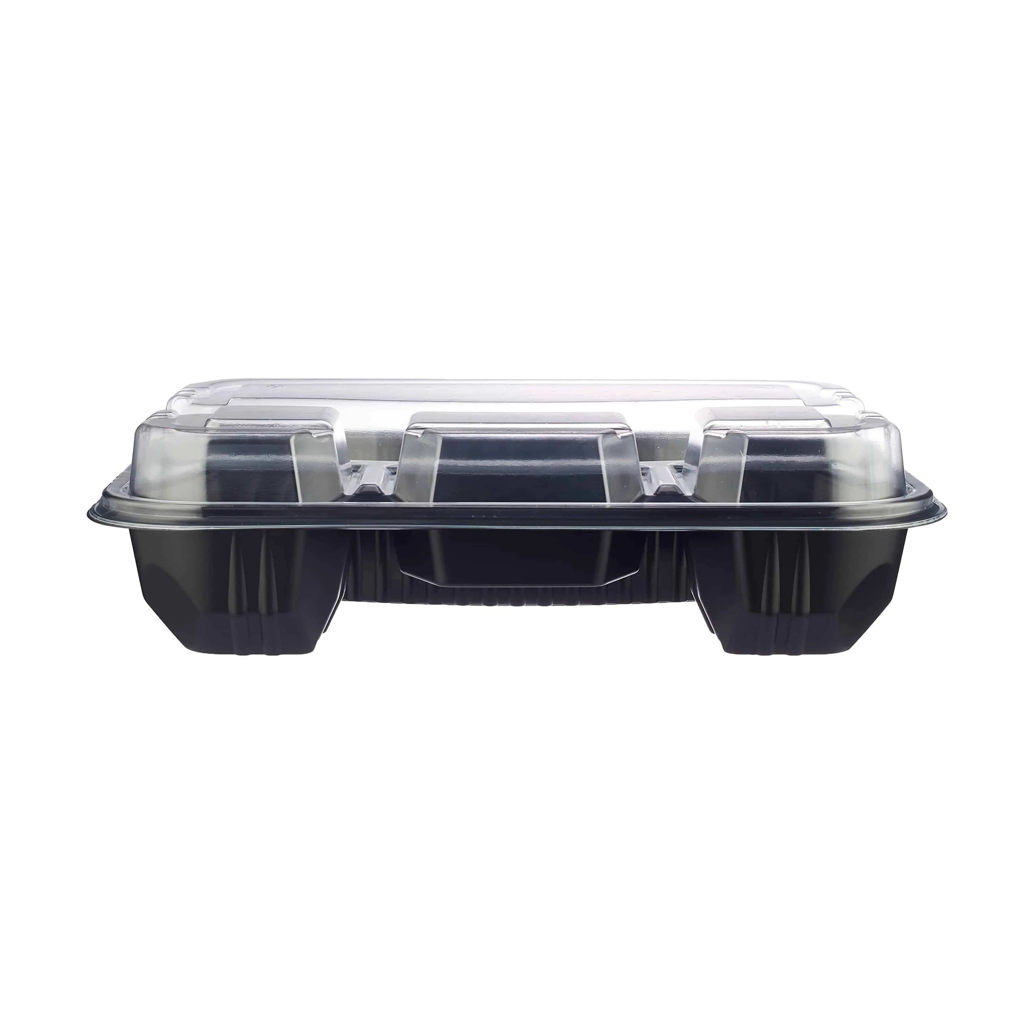 200 Pieces Black Base Rectangular 4-Compartment Container Lids Only