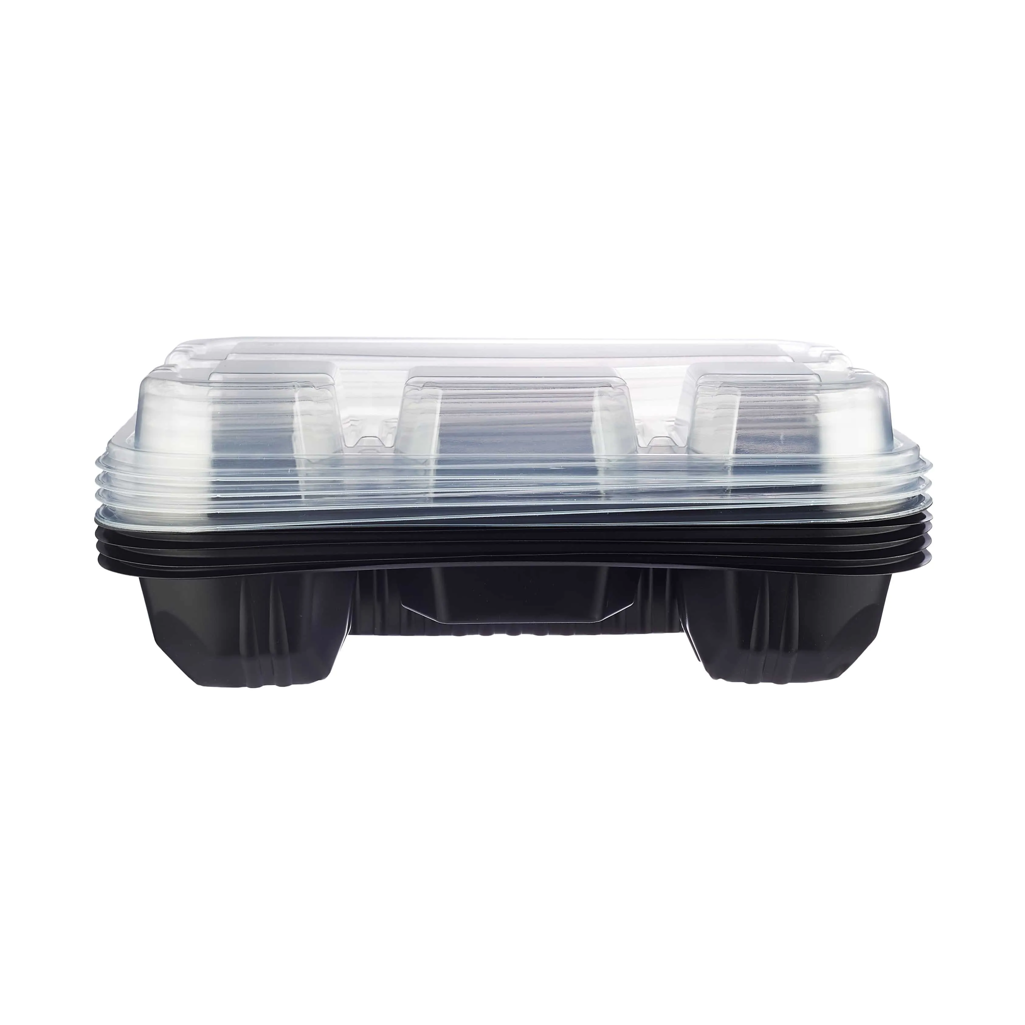200 Pieces Black Base Rectangular 4-Compartment Container