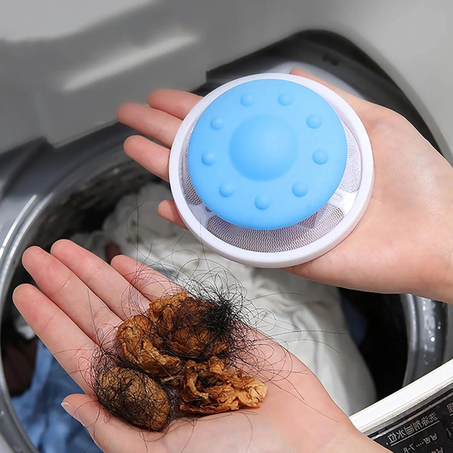 3Pcs Floating Hair Filtering Mesh Removal, 2025 Upgrade Lint Catcher for Washing Machine, Reusable Pet Hair Catcher Washer Machine Mesh Bag, Laundry Hair Filter Cleaning Ball (Blue_3pcs)