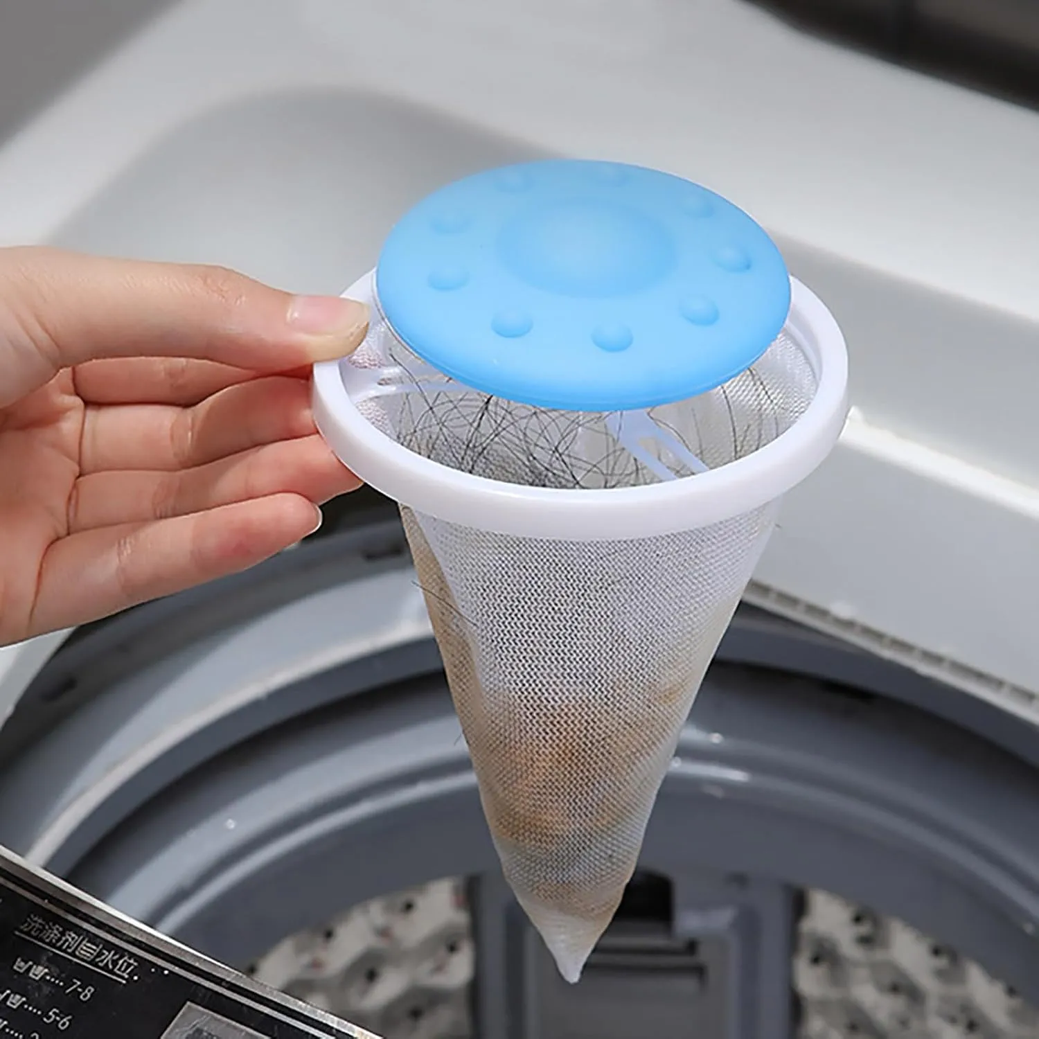 3Pcs Floating Hair Filtering Mesh Removal, 2025 Upgrade Lint Catcher for Washing Machine, Reusable Pet Hair Catcher Washer Machine Mesh Bag, Laundry Hair Filter Cleaning Ball (Blue_3pcs)