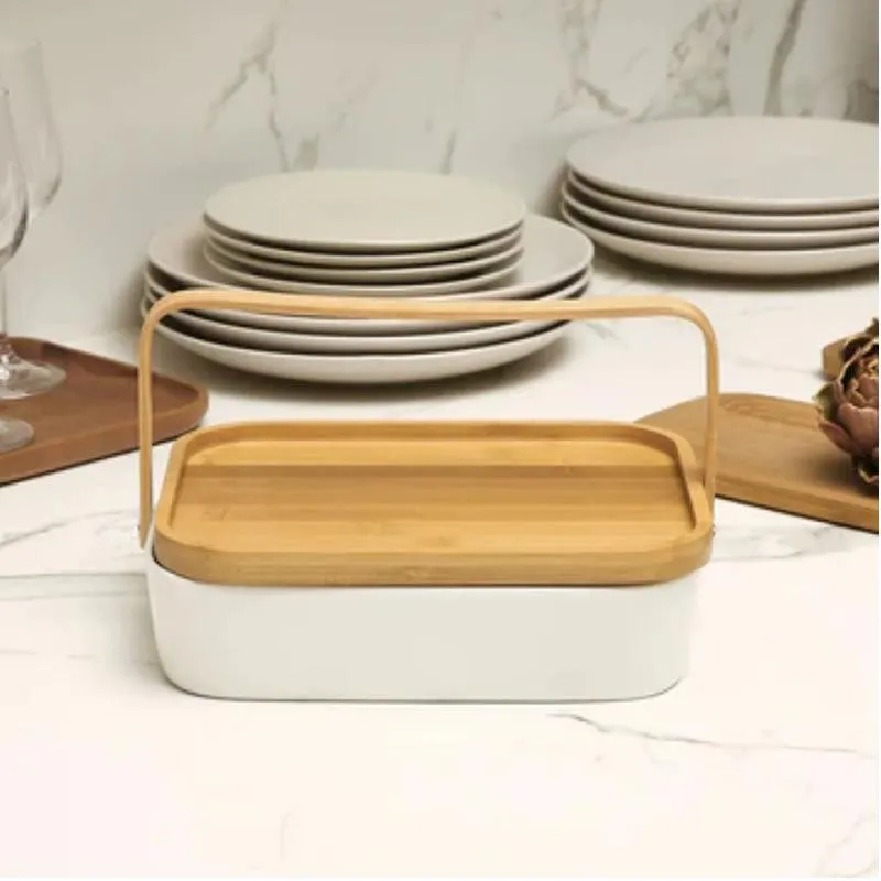 4 Pieces Ceramic Portable Food Storage Box ID-22
