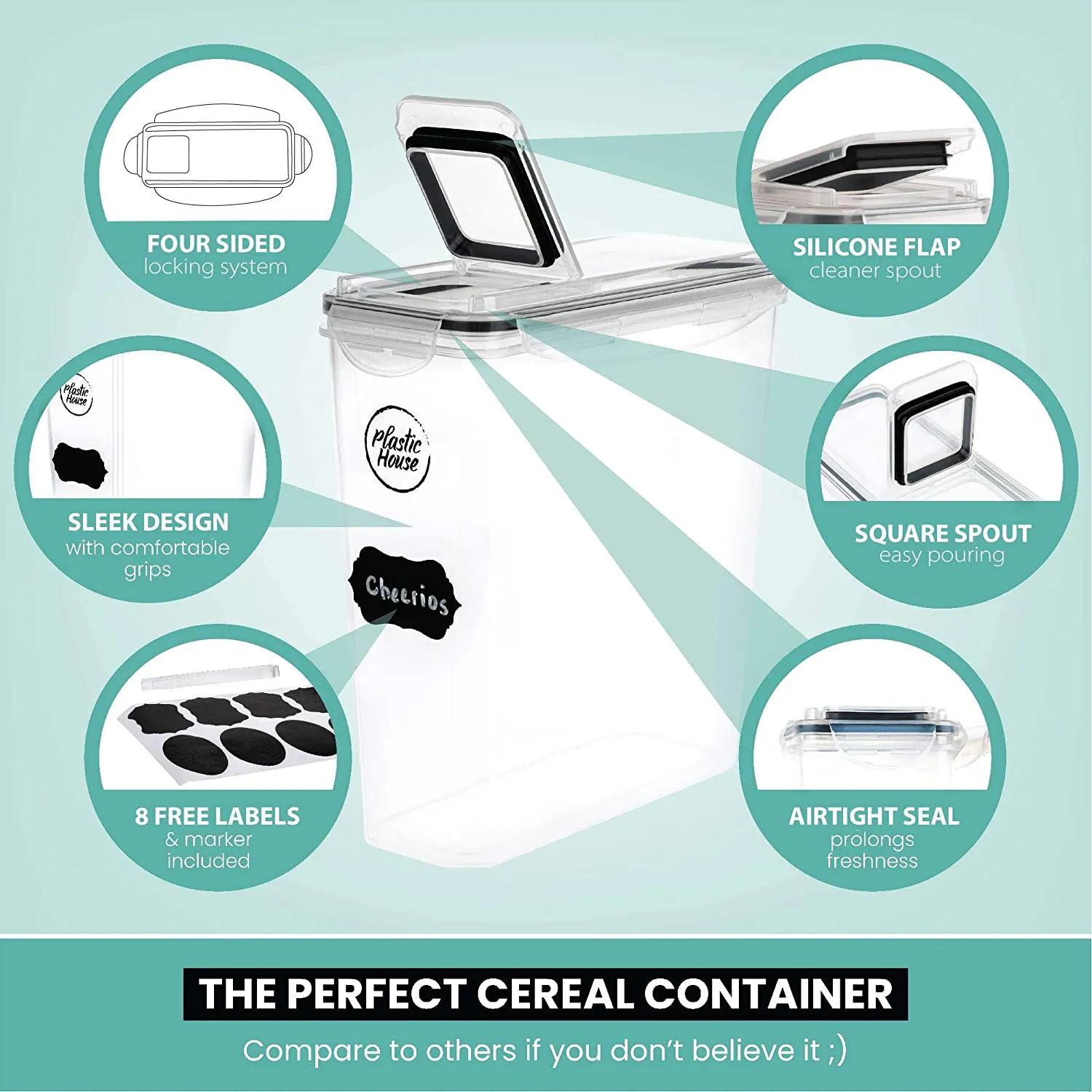 4L Large Airtight Storage Container Set With Durable Lids