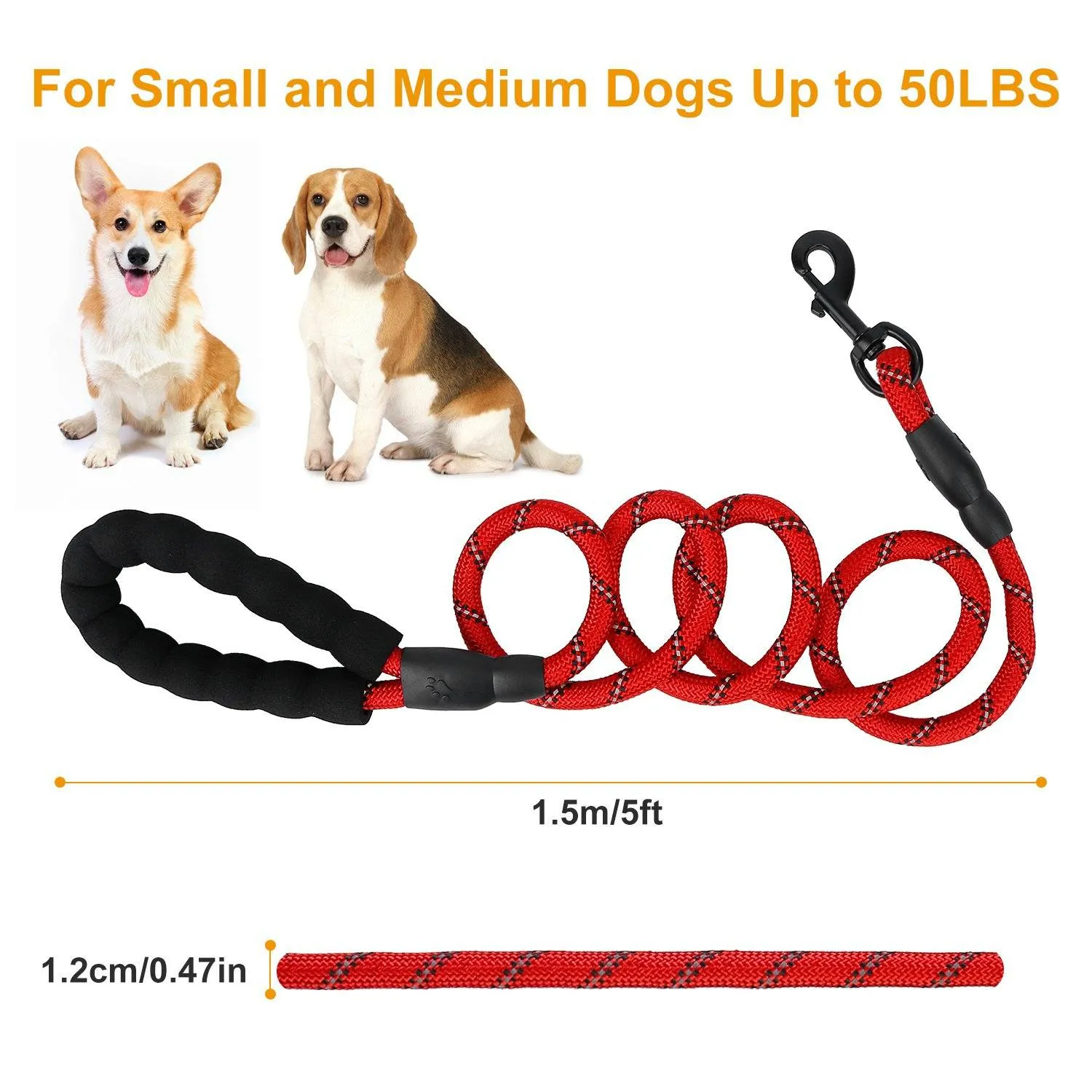 5 Ft. Dog Leash with Foam Handle