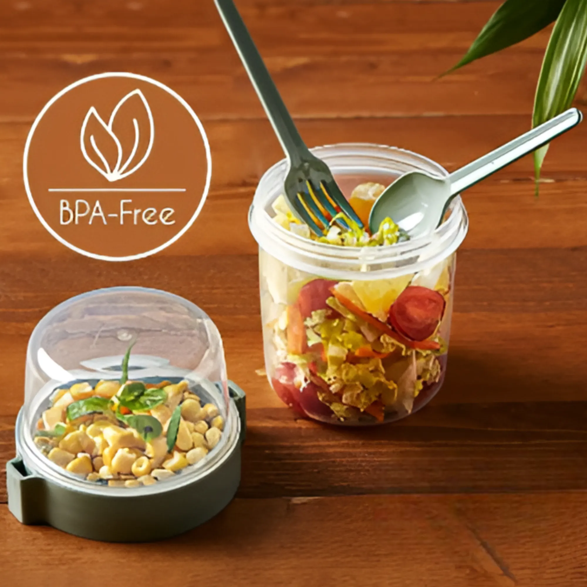 800Ml 2-Layer Sealed Yogurt Cereal Container Set Ap-9452 Green