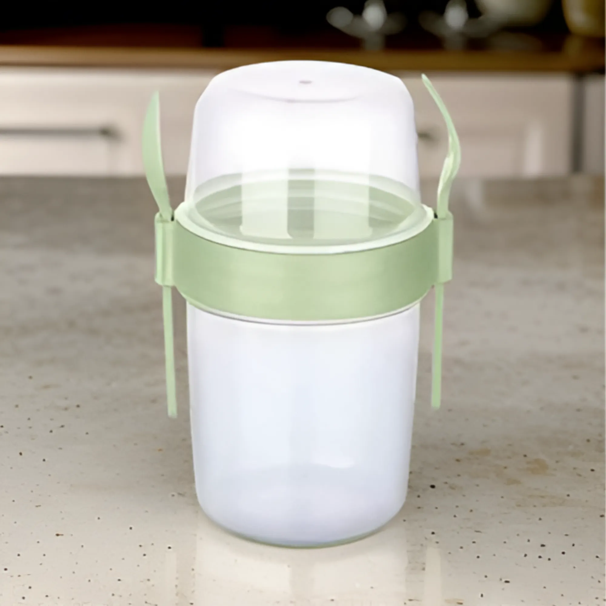 800Ml 2-Layer Sealed Yogurt Cereal Container Set Ap-9452 Green