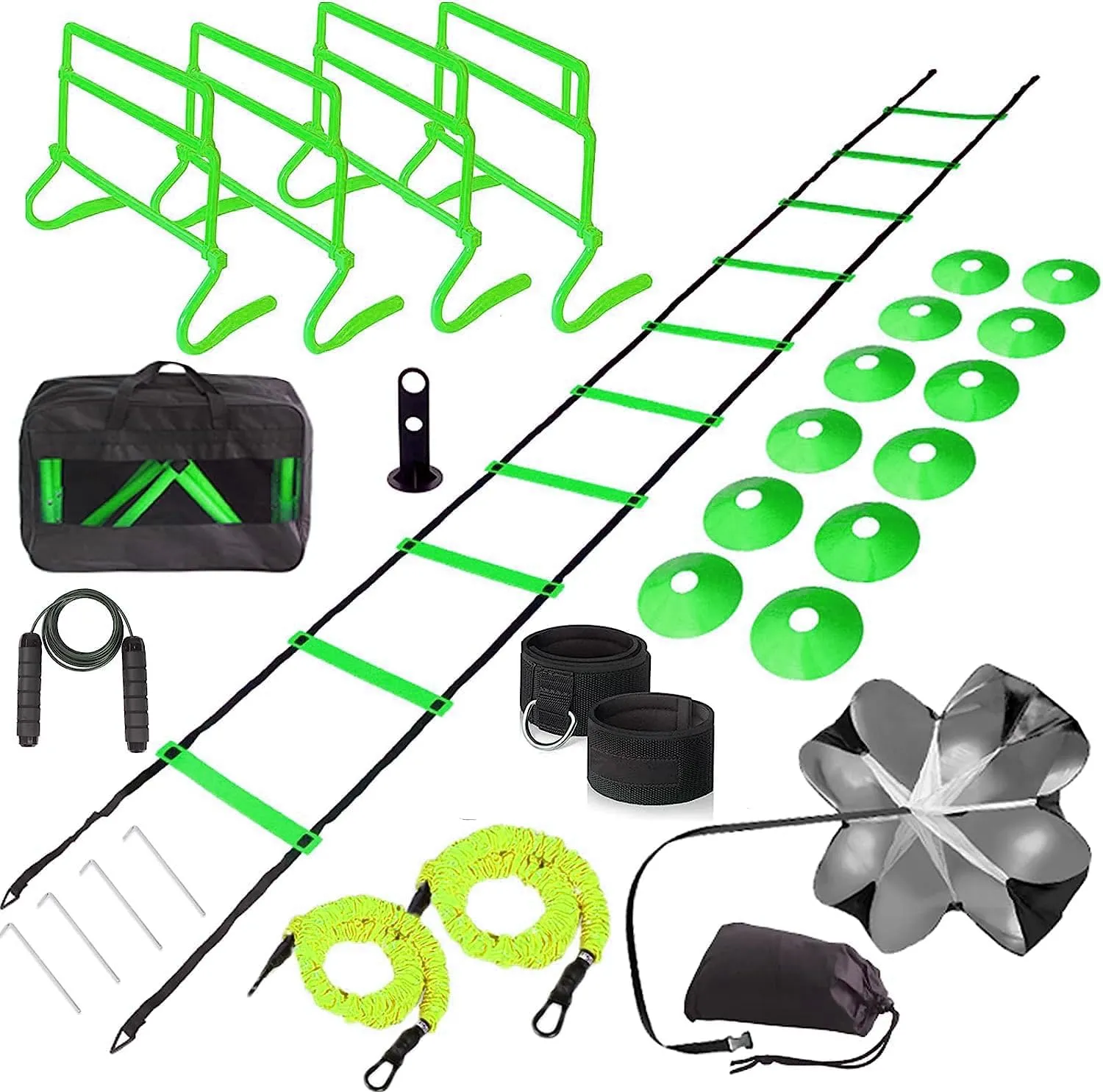 Adjustable Speed Training Hurdles Fitness & Speed Training Equipment with Agility Ladder - Plyometric Fitness & Speed Training  Hurdle/Obstacles for Soccer, Football, Track & Field