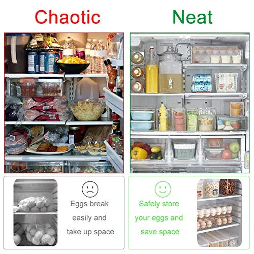 Alpacasso Fridge Organizer Storage Bins Stackable Freezer Kitchen Containers with Handles BPA Clear Organization Fridge Stackable Organizer for Cabinet Drawer and Pantry Pack of 8