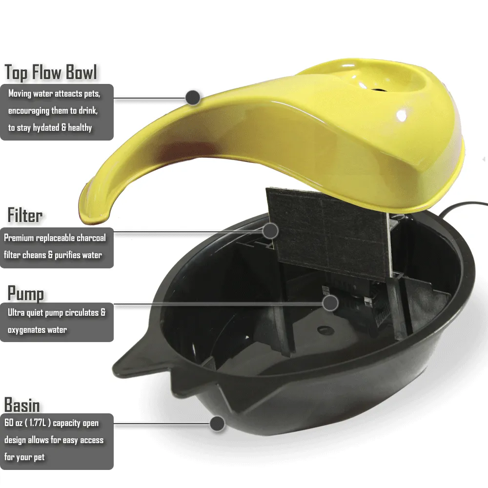 Auto Waterfall Pet Drinking Fountain Bowl - yellow