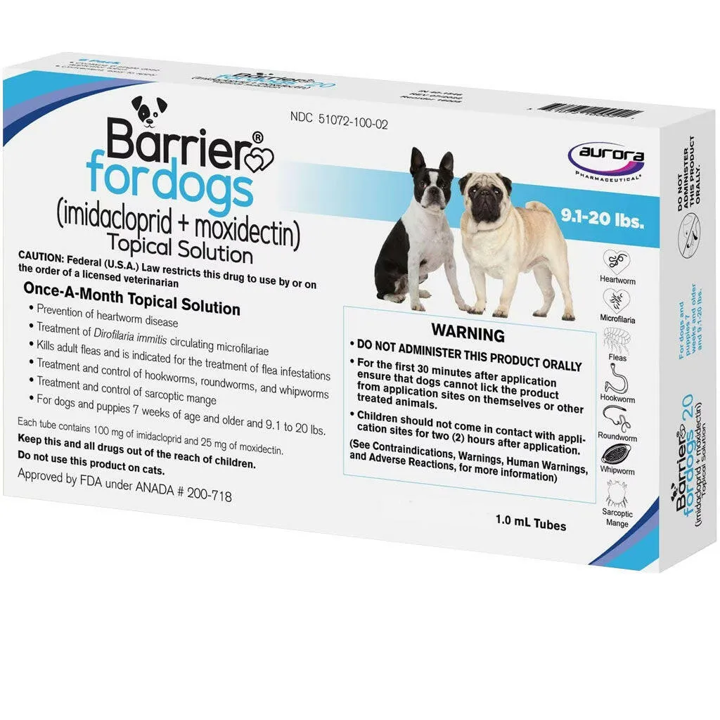 Barrier Topical Solution for Dogs, 9.1-20 lbs, (Ice Blue)