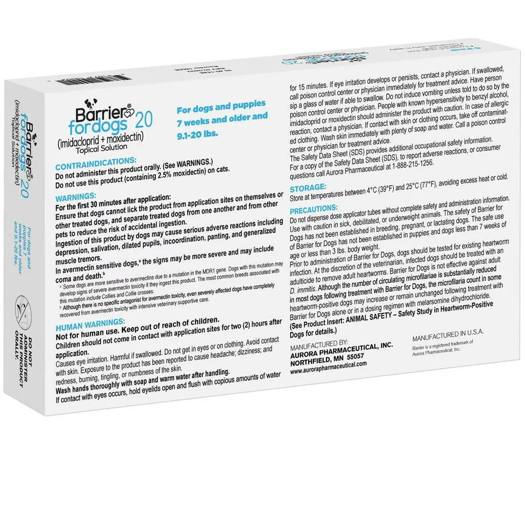 Barrier Topical Solution for Dogs, 9.1-20 lbs, (Ice Blue)
