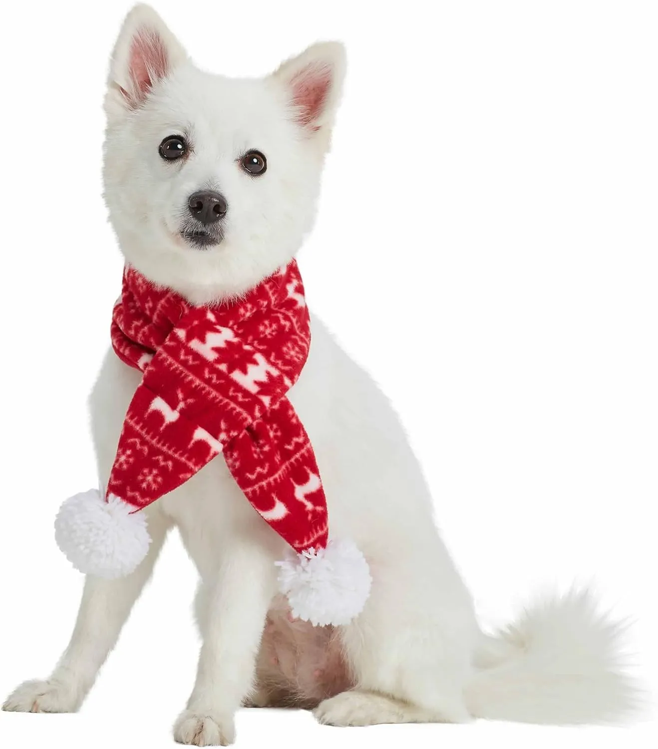 Blueberry Pet Ugly Christmas Holiday Reindeer & Snowflake Dog Scarf, X-Small