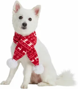 Blueberry Pet Ugly Christmas Holiday Reindeer & Snowflake Dog Scarf, X-Small