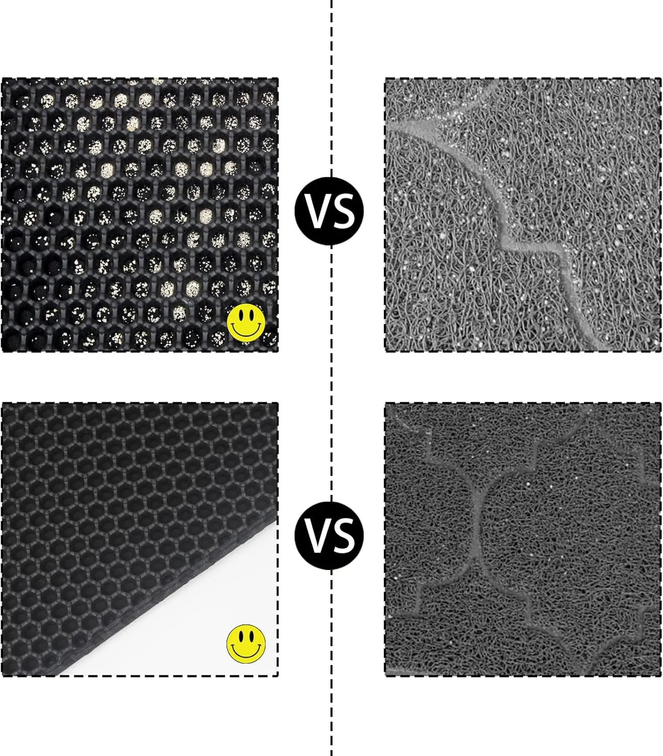 Cat Litter Box Mat Double Layer Trapping Mat Easy-Clean Waterproof Urine Proof(Black 35x24in)