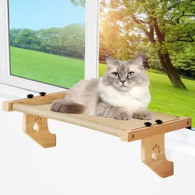 Cat Window Perch,Windowsill Cat Hammock with Robust Metal Pipe&Beech Wood,Large Cat Bed for Window,Adjustable Window Seat for cat w/Zipper Design Cleaning Cover Fits Windowsill,Bedside Drawer