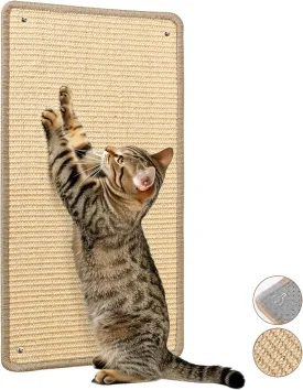 ComSaf Wall Cat Scratcher Mat - Sisal Cat Scratching Pad for Indoor Cats Kitten, Wall Floor Mount Natural Cat Scratch Mat with Adhesive Screw, 23.6" X 11.8" Reinstallable Furniture Protector