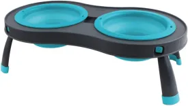 Dexas Popware for Pets Double Elevated Pet Feeder, Small, Gray/Blue