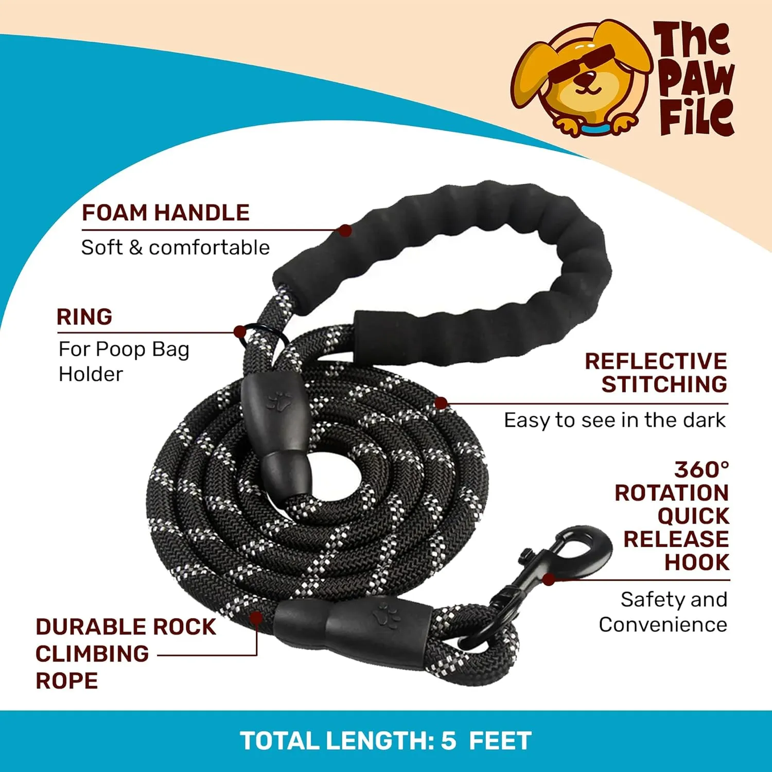Dog Harness and Leash Set - No Pull Vest & Reflective Leash with Foam Handle, Adjustable Oxford Halter, For Walking & Training - Includes 150 Poop Bags & Bone-Shaped Dispenser - Black, XL