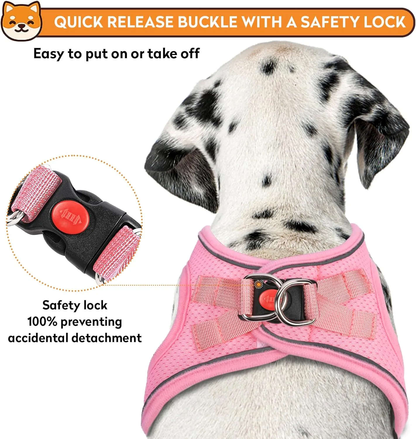 Dog Harness with Leash Set, No-Pull Step-in Reflective Pet Harness with 1 Leash Clips, Adjustable Soft Padded Easy Walk Dog Vest for Small Medium Large Dogs, Cats(Light Pink, Small)