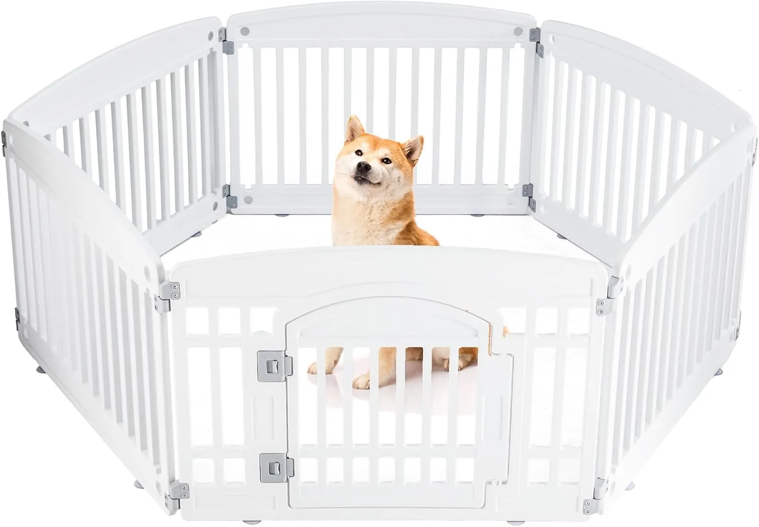 Dog Playpen 6-Panel 24" | Safe & Secure Indoor/Outdoor Pet Fence | Folding & Portable | 35 x 35 x 24IN, Ideal for Small to Medium Dogs | Easy to Clean White