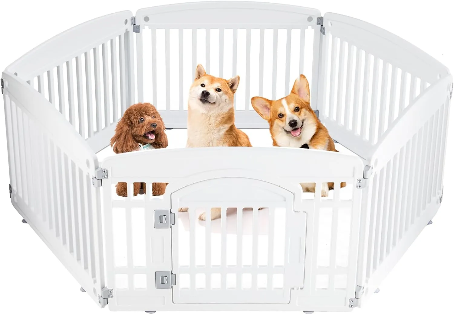 Dog Playpen 6-Panel 24" | Safe & Secure Indoor/Outdoor Pet Fence | Folding & Portable | 35 x 35 x 24IN, Ideal for Small to Medium Dogs | Easy to Clean White