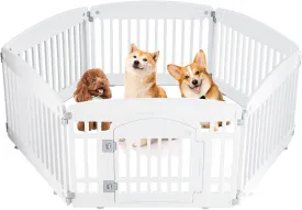 Dog Playpen 6-Panel 24" | Safe & Secure Indoor/Outdoor Pet Fence | Folding & Portable | 35 x 35 x 24IN, Ideal for Small to Medium Dogs | Easy to Clean White