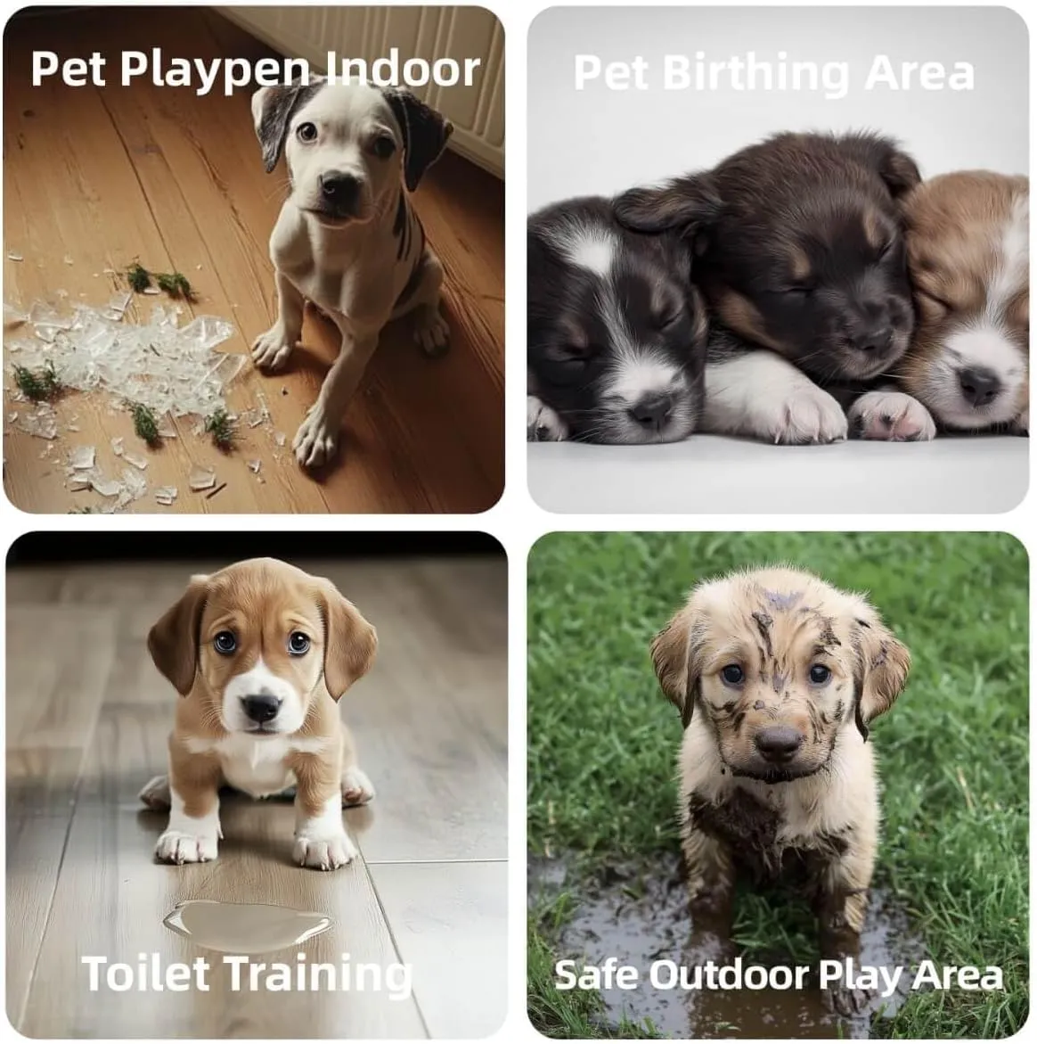 Dog Playpen, Puppy Playpen for Small Dogs, Indoor Dog Play Pen with Door & Lockable Gate, Foldable Portable Pet Fence, 61" x 61" x 24", Easy to Assemble