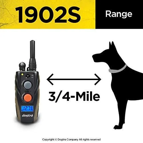Dogtra 1902S Two Dogs Remote Training Collar - 3/4 Mile Range, Waterproof, Rechargeable, Shock, Vibration - Includes PetsTEK Dog Training Clicker