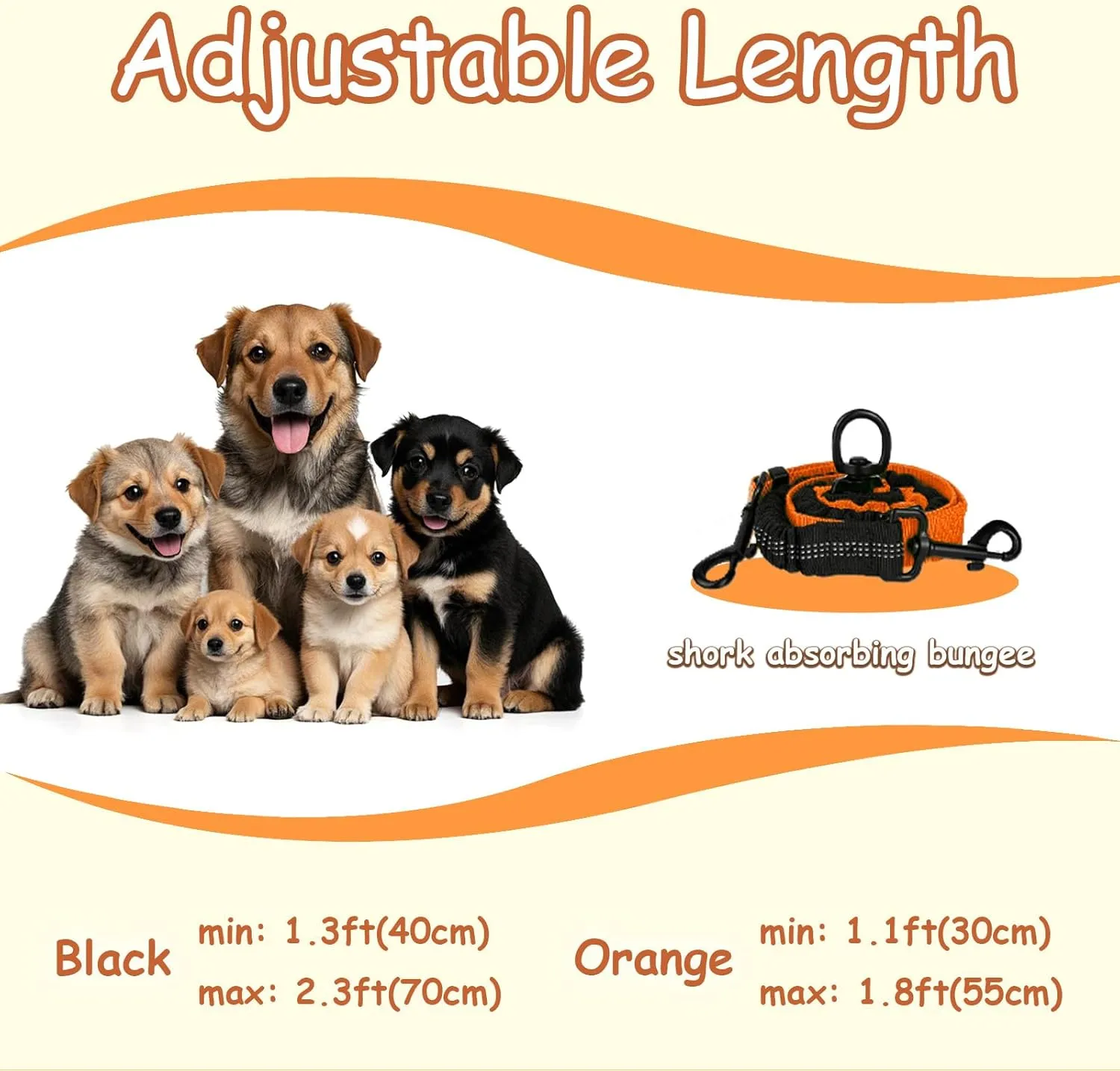 Double Dog Leash - 360Swivel Tangle Free Splitter Attachment, 2 Dogs Multi-Functional Leashes, Dual Rope for Outdoor Walk Train Small Medium Large Two Pet, Orange