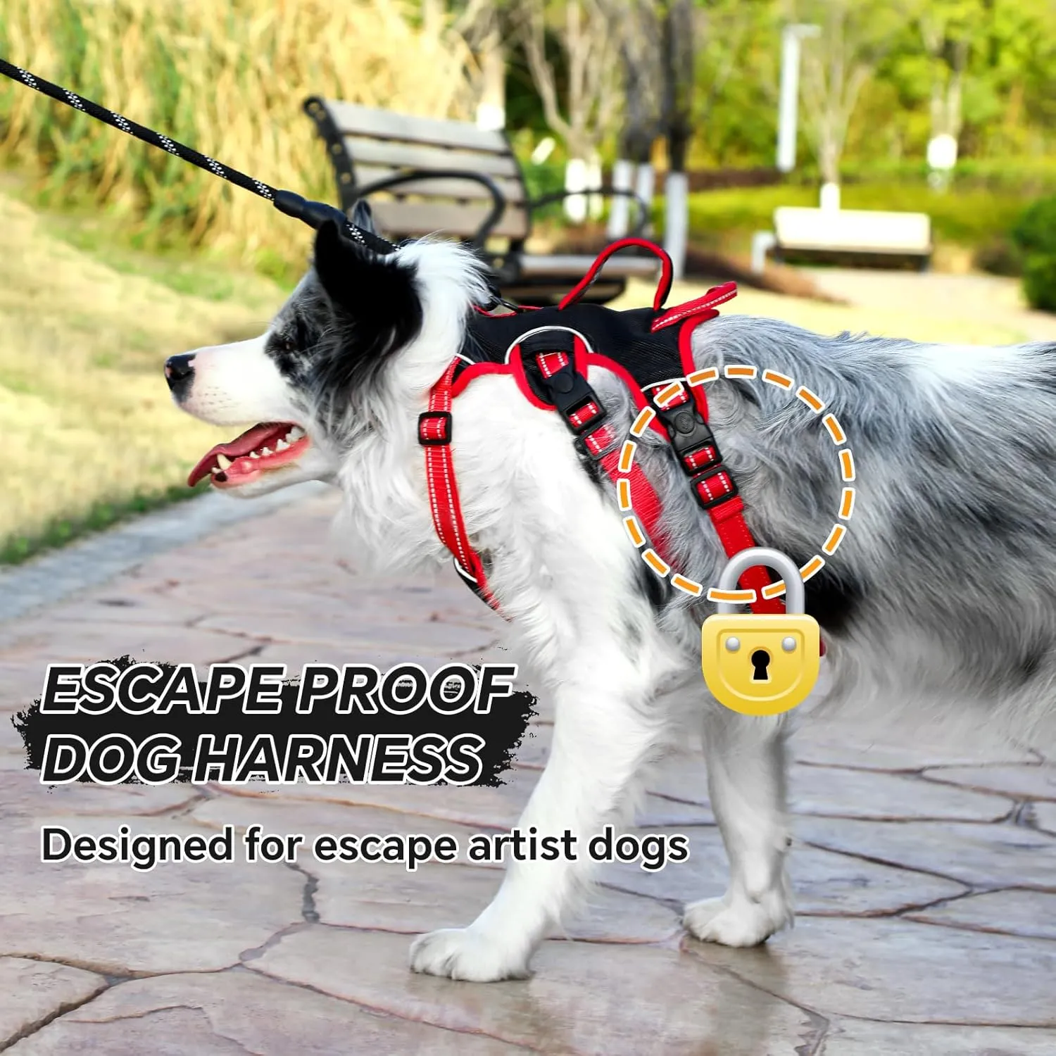 Escape Proof Dog Harness Medium Sized Six Point Adjustable, Soft Padded Full Body No Pull Dog Harness and Leash Set, Reflective Dog Vest Harness with Handle, (Brown, Small)