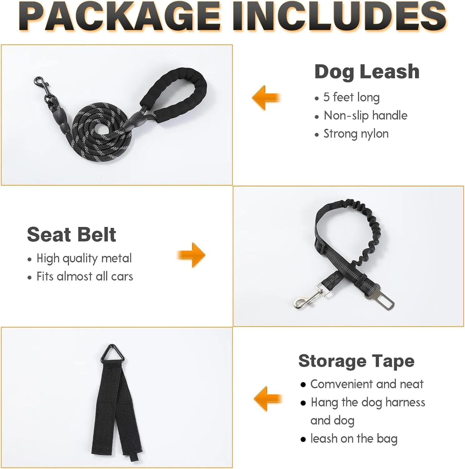 Escape Proof Dog Harness Medium Sized Six Point Adjustable, Soft Padded Full Body No Pull Dog Harness and Leash Set, Reflective Dog Vest Harness with Handle, (Brown, Small)