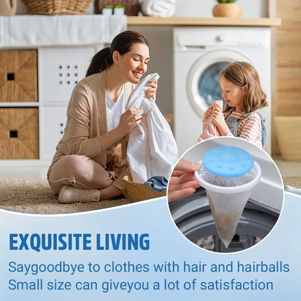 Floating Hair Filtering Mesh Removal, 2025 New Hair Catcher Washer Machine, Lint Traps for Washing Machine Hose, Hair Filter Cleaning Mesh Bag Dog Cat Hair Remover for Laundry