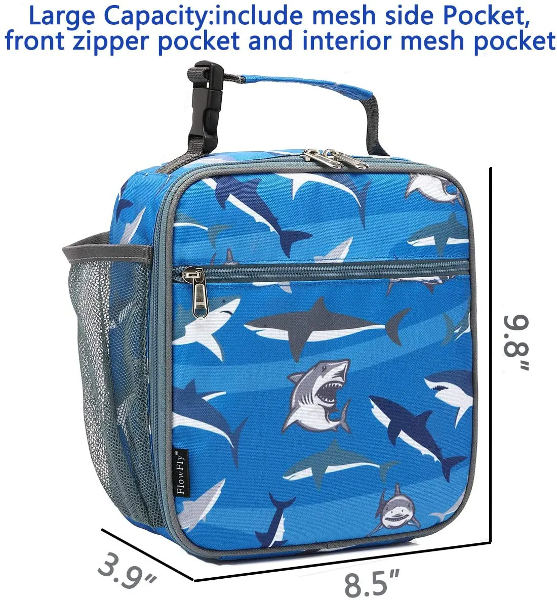 FlowFly Kids Lunch box Insulated Soft Bag Mini Cooler Back to School Thermal Meal Tote Kit for Girls, Boys, Astronaut