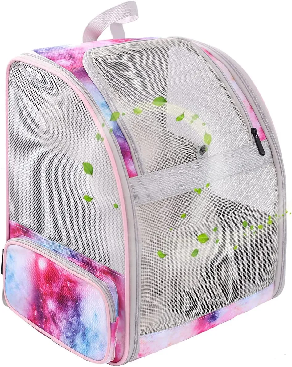 Galaxy Pink Pet Carrier Backpack for Cats and Small Dogs, Backpack for Kitten Bunny Airline Approved Travel Hiking Camping Cat Vet Book Bag (Ventilation)
