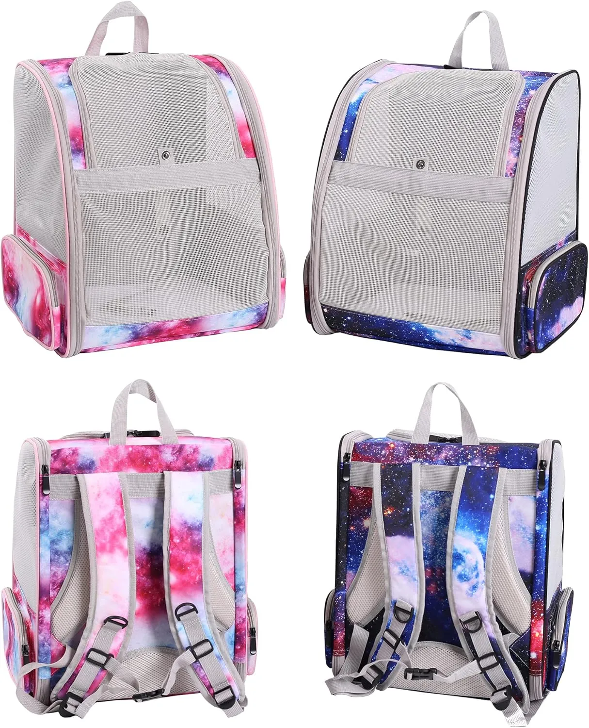 Galaxy Pink Pet Carrier Backpack for Cats and Small Dogs, Backpack for Kitten Bunny Airline Approved Travel Hiking Camping Cat Vet Book Bag (Ventilation)