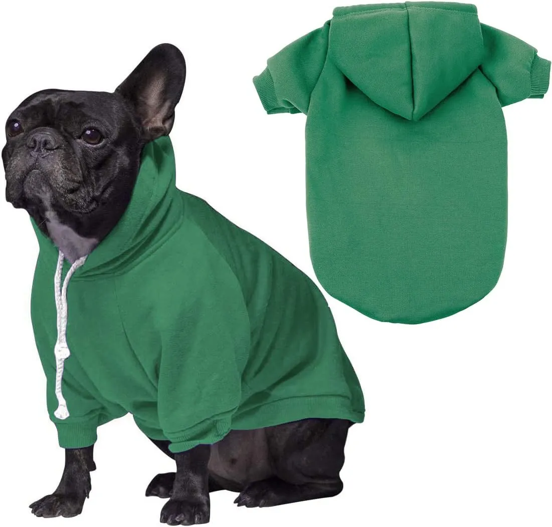 Green Dog Hoodie - Fleece Dog Sweater for Small & Medium Puppies
