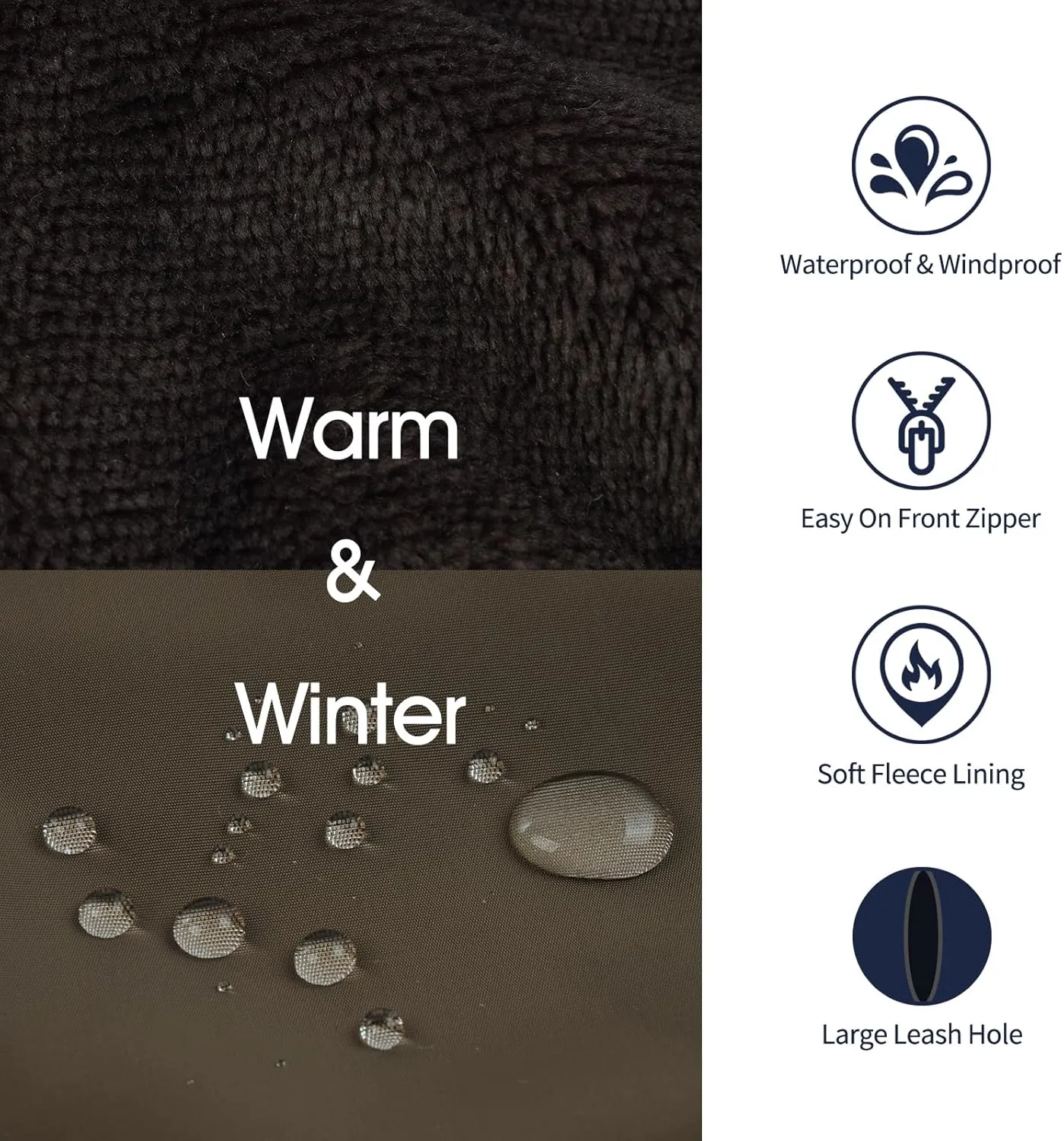 IECOii Medium Dog Coat - Waterproof, Fleece Lined, Reflective, Warm Winter Jacket
