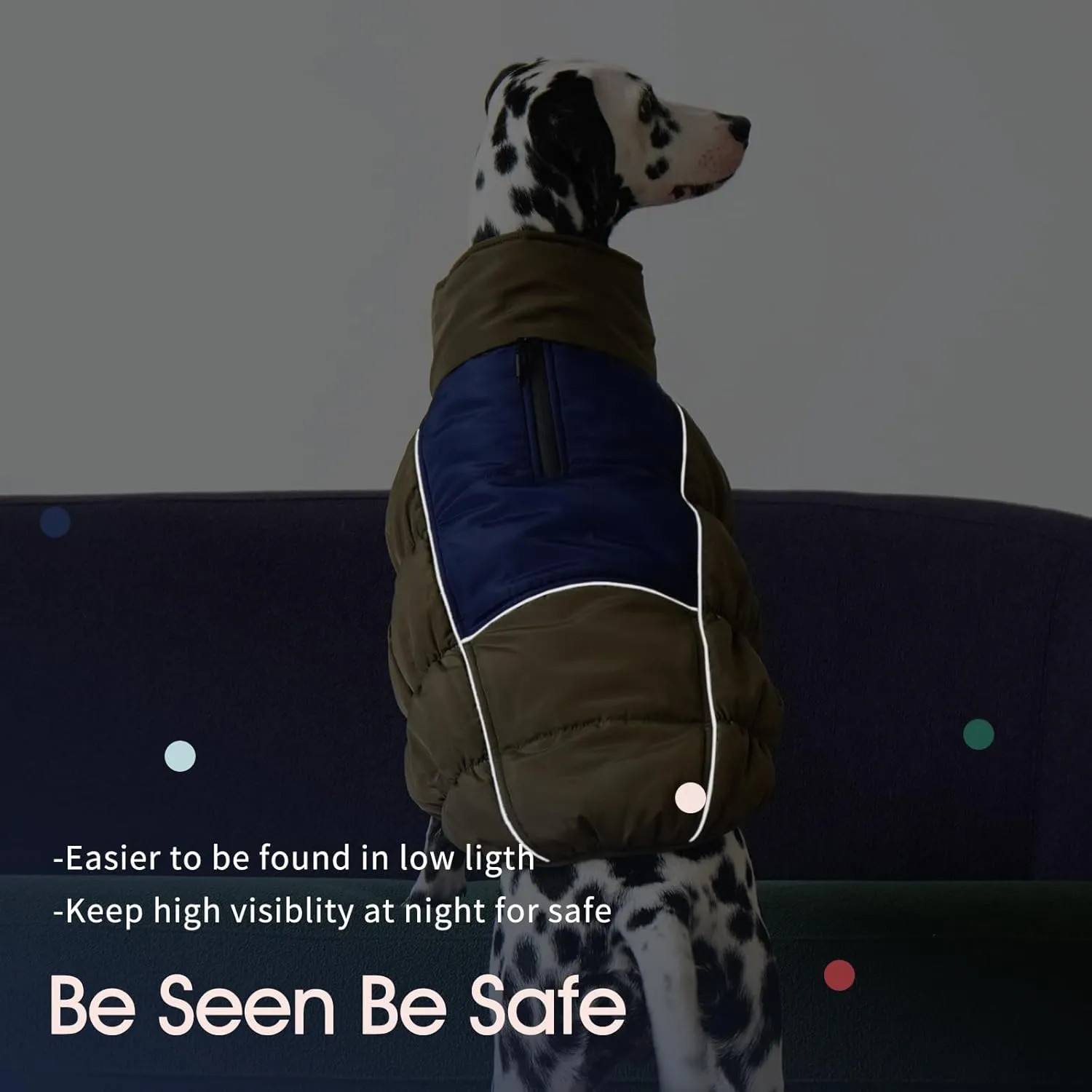 IECOii Medium Dog Coat - Waterproof, Fleece Lined, Reflective, Warm Winter Jacket
