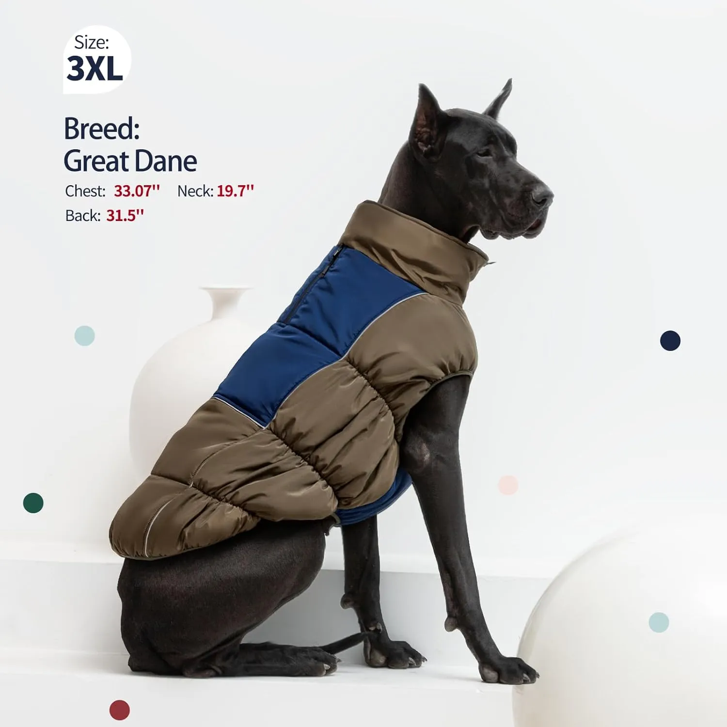 IECOii Medium Dog Coat - Waterproof, Fleece Lined, Reflective, Warm Winter Jacket