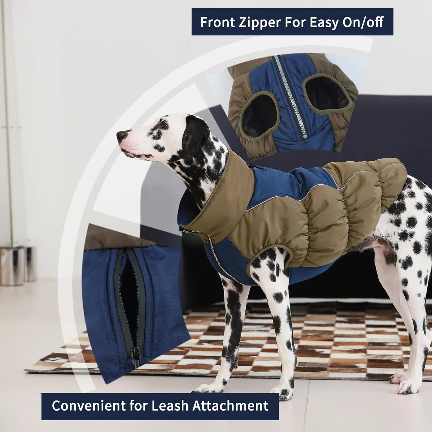 IECOii Medium Dog Coat - Waterproof, Fleece Lined, Reflective, Warm Winter Jacket