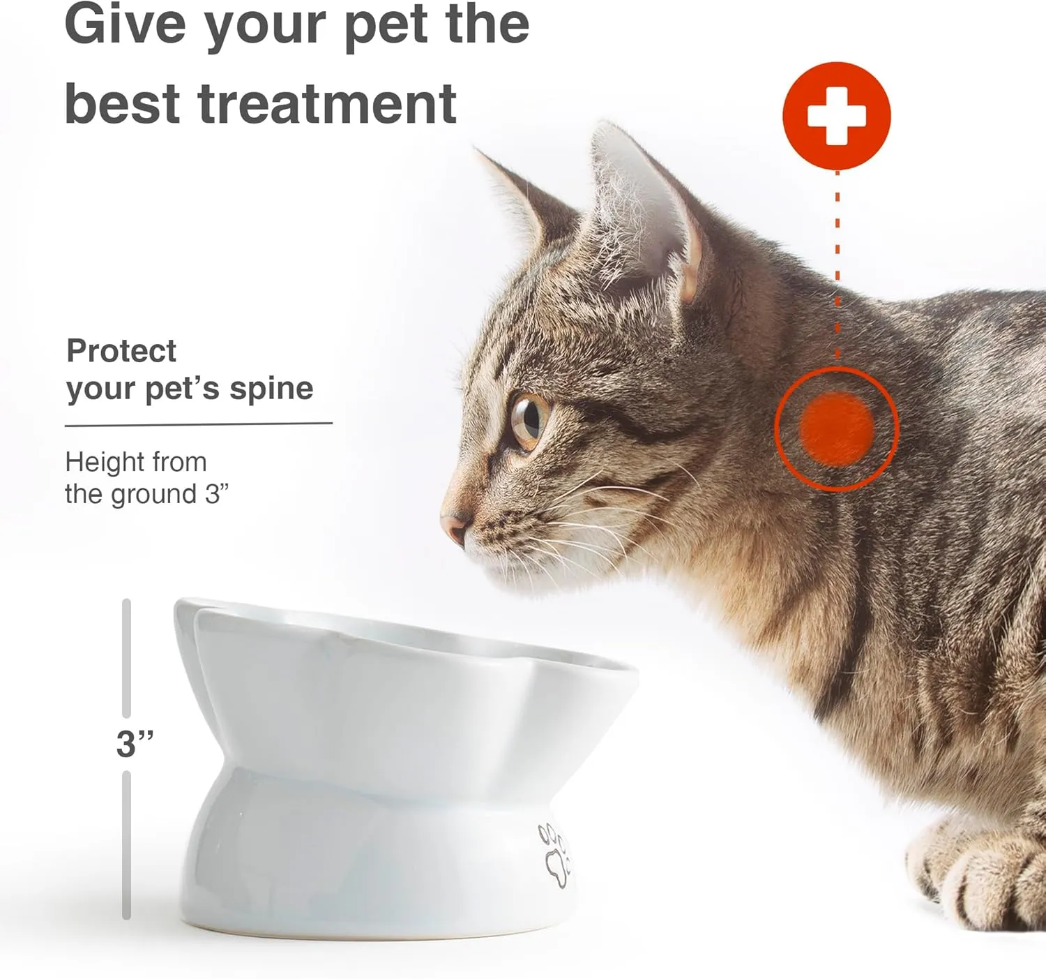 Kaiikais Elevated 5 oz Ceramic Tilted Water and Food Bowl for Small Dogs and Cats