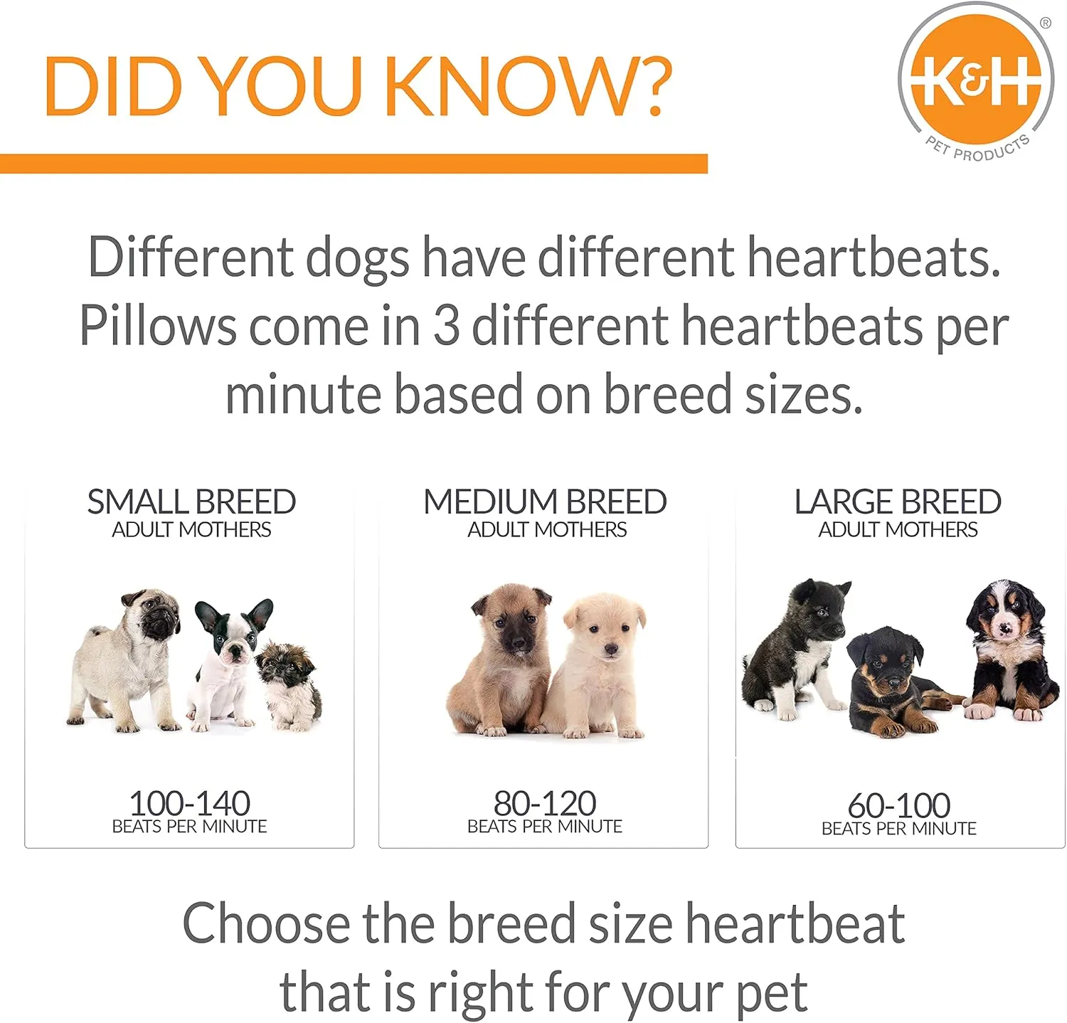 K&H Pet Products Mothers Heartbeat Puppy Crate Pad Water-Resistant Gray Medium/Large Breed Beat 21 X 31 Inches