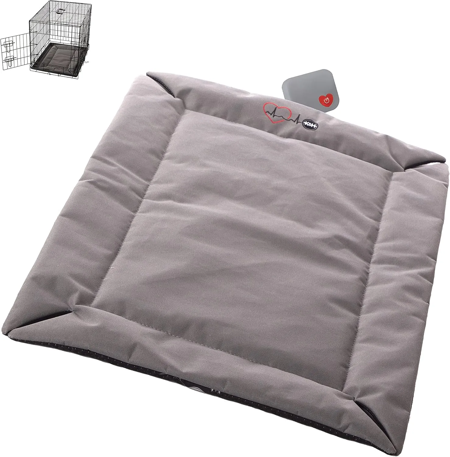K&H Pet Products Mothers Heartbeat Puppy Crate Pad Water-Resistant Gray Medium/Large Breed Beat 21 X 31 Inches